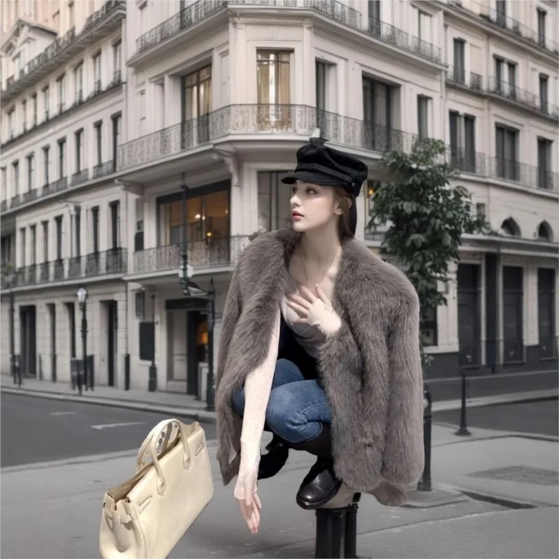 معطف فرو جديد للنساء قصير وخفيف مع مزيج من #4