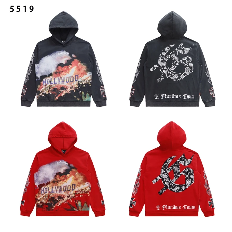 

Повседневная толстовка с капюшоном и принтом Los Angeles Wildfire из ткани Loopba, модная уличная одежда для ранней осени от трендового бренда