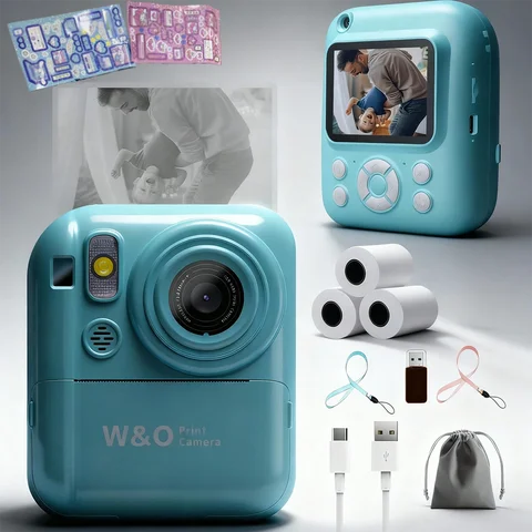 Instant Print Camera Digital Camera With 3 Rolls Print Paper, 1080P HD Ditigal Camera 2.4 Inch Screen, Selfie Video Camera, USB Cable/Color Pen/Bag/ Included, electronics，Small For Boys Girls Teens Students Seniors，Christmas, Halloween, Thanksgiving Gifts