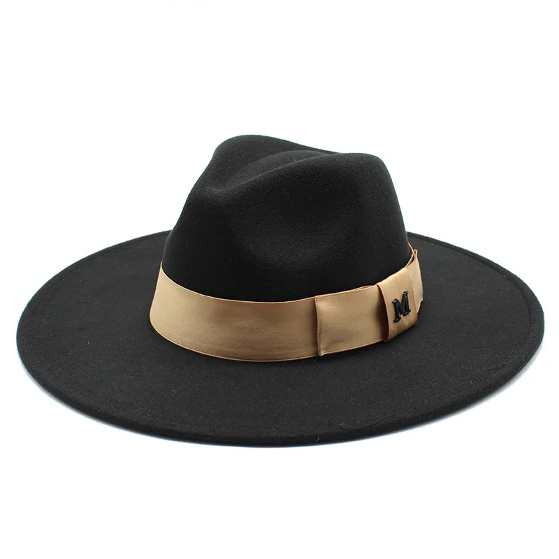 European And American Autumn And Winter Big Brim Jazz Top Hat Fashion Casual Standard Wide Brim Fedora Hat 9 5cm 5
