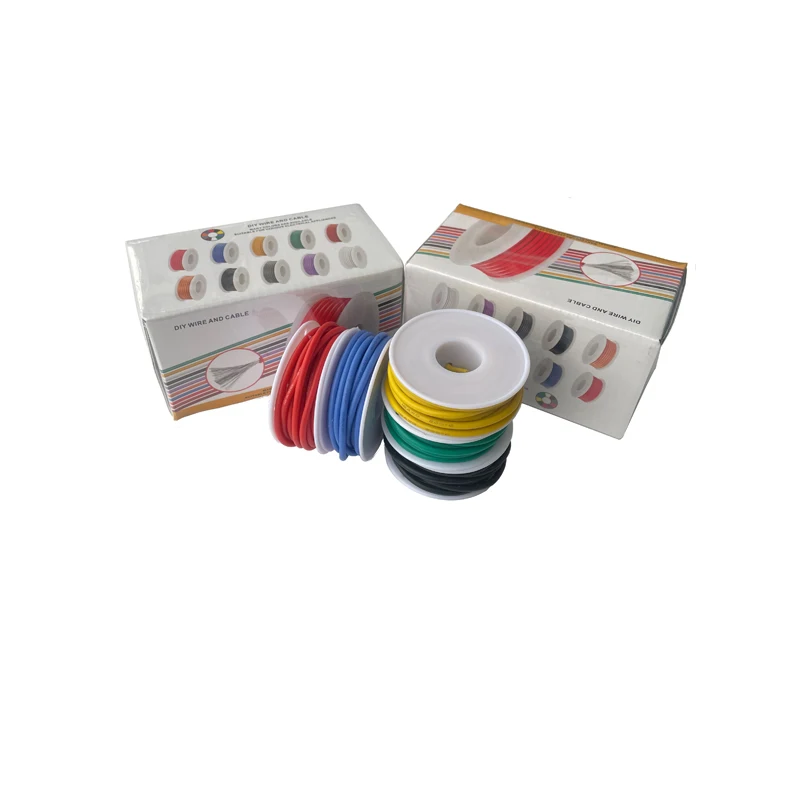 Heat Resistant Soft Silicone Wire 5 Colors in A Box Kit 30/28/26/24/22/20/18AWG Stranded Cable Electrical Tinned Copper Wire