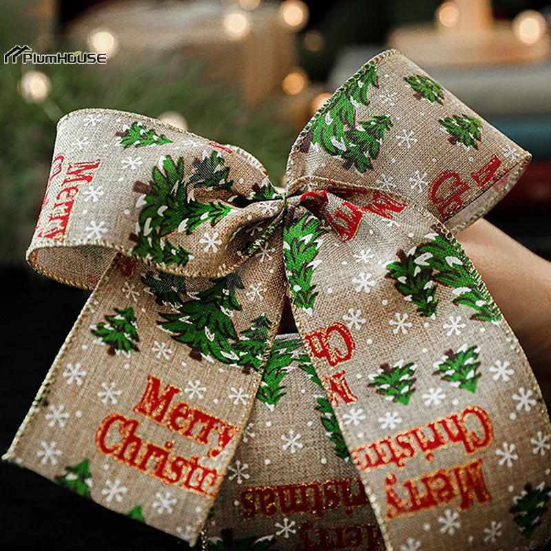 2m/Roll Christmas Printed DIY Ribbon Gift Wrapping Christmas Tree Decor Ribbon For DIY Wreath Bows Crafts 6.3cm image 2