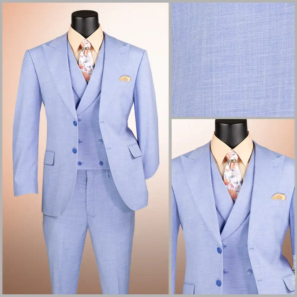 Handsome Men Jacket Pants Set Peaked Lapel Single Breasted Simple Business Wear Customized Slim Fit 3 Piece Formal Suits