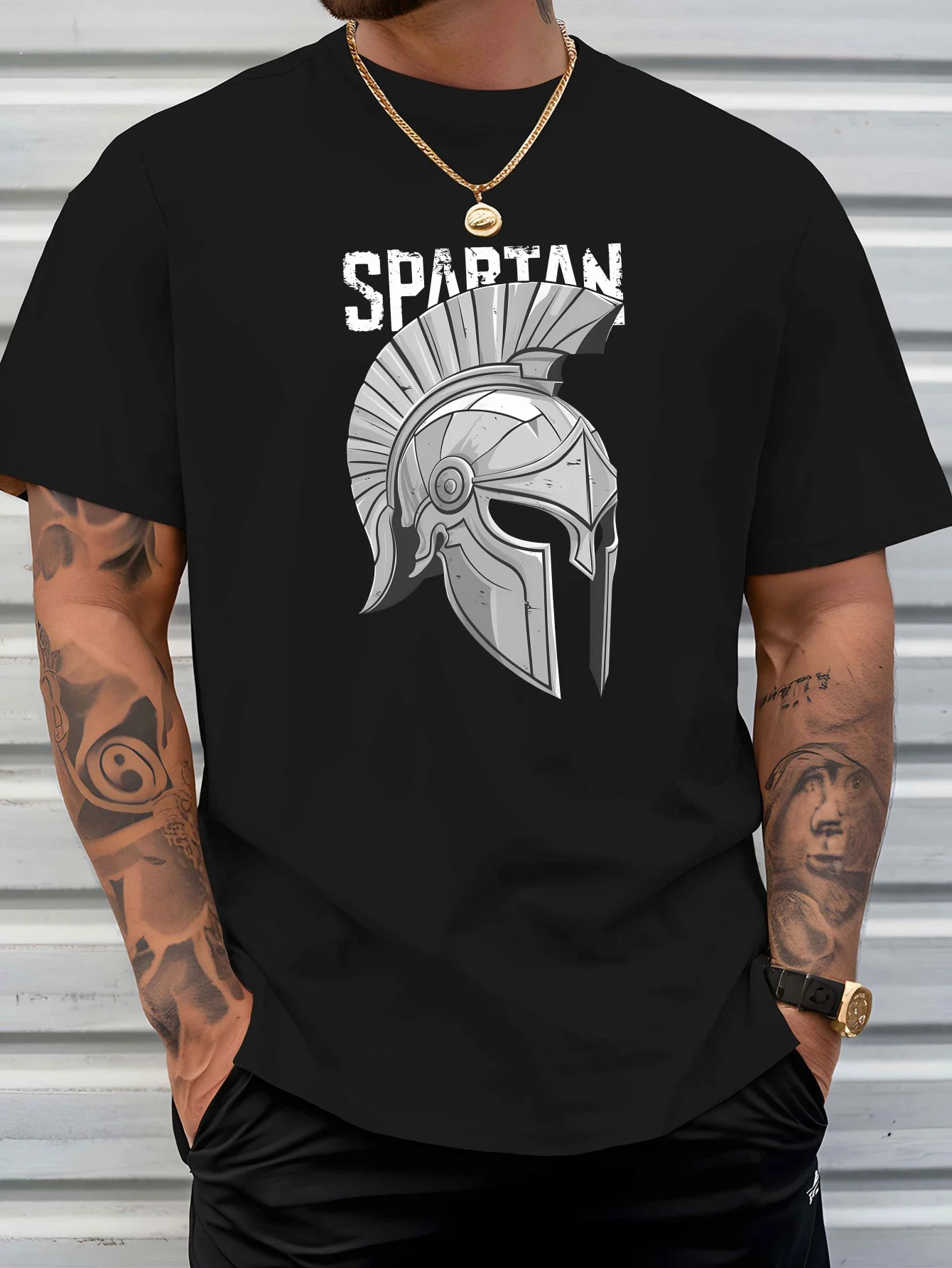 

Футболка со шлемом Spartan Warrior Armor, 100% хлопок, с круглым вырезом и коротким рукавом, летняя повседневная мужская футболка, уличная одежда