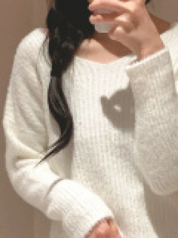 

Высококачественный вязаный ленивый свитер V-Ne с длинными волосами без свадьбы, однотонный женский свитер Faion Commute Sle Regular Sve