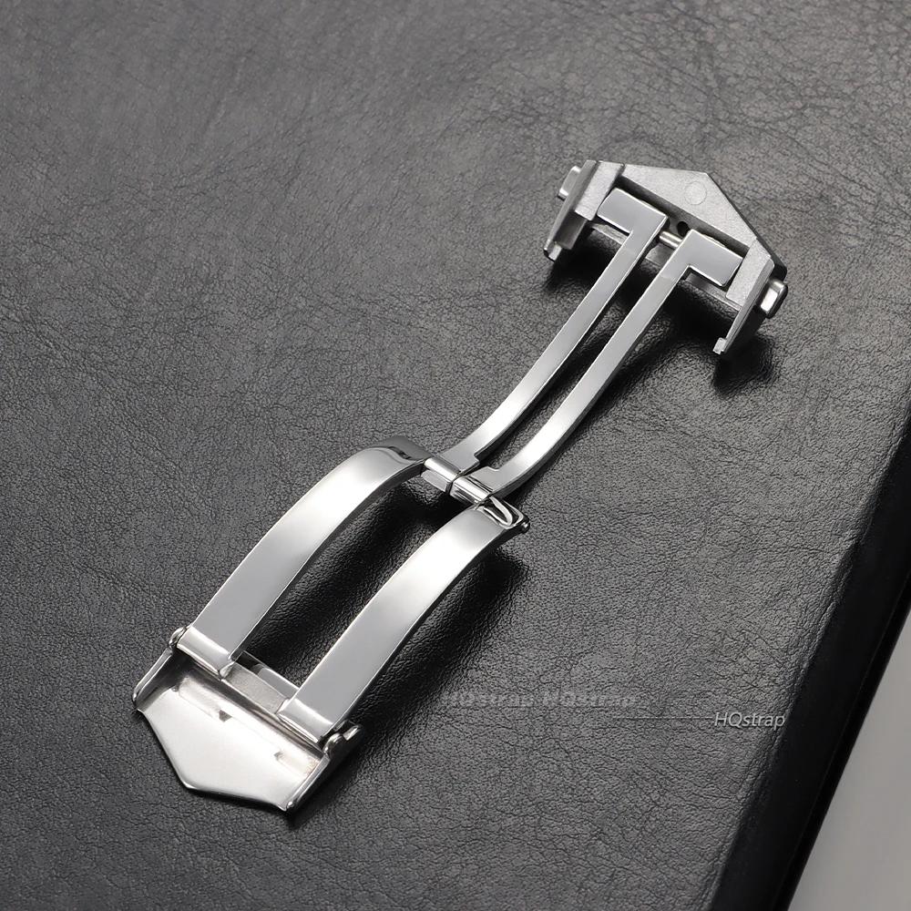 18 مللي متر 20 مللي متر مشبك ساعة من الفولاذ المقاوم للصدأ لتاغ هوير الصلبة للطي أبازيم معدنية ل حزام الساعات سيليكون زر مزدوج المشبك