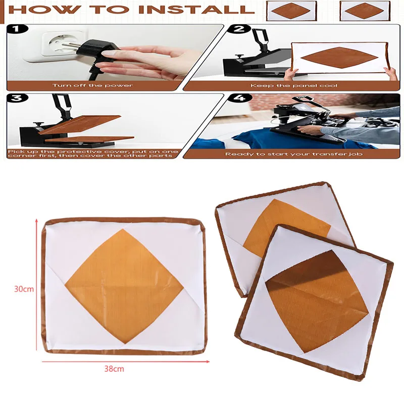 

1PCS Wrap Cover For Heat Press Platen Non-Stick High Temperature Resistant Teflon Protector For Remove Residue Ink And Adhesive