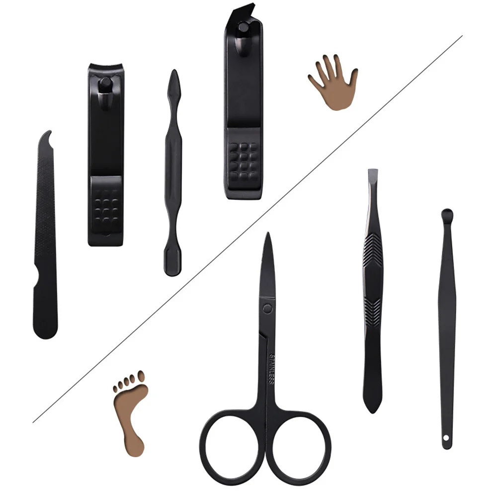 Set di pedicure per manicure in acciaio inossidabile da 15 pezzi Kit per la cura delle unghie Strumenti durevoli resistenti alla ruggine per la toelettatura Custodia in PU da viaggio