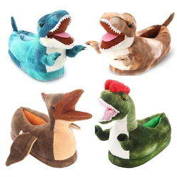 Tyrannosaurus Rex Plush Slippers For Men And Women Winter Cartoon Animals Indoor Cotton Shoes Home Warm Slippers Floor Shoes