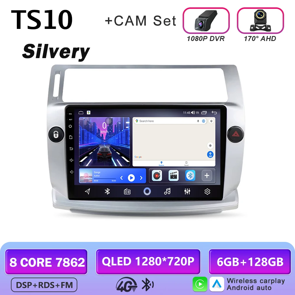 Android 16 multimediaspeler GPS autoradio navigatiesysteem voor Citroen C4 C-Triomphe Quatre 2004-2014 met Carplay