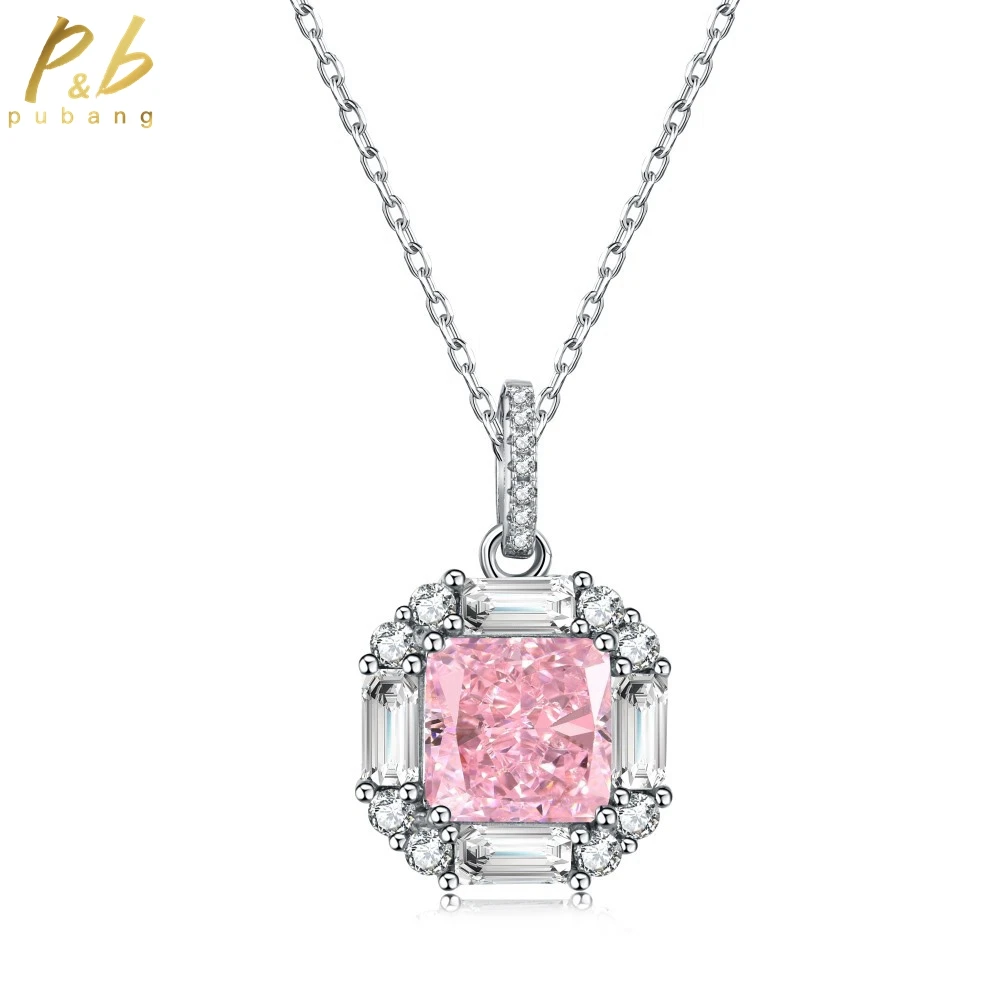 

PuBang Fine Jewelry 100% 925 Sterling Silver Created Moissanite Vintage Pendant Necklace for Women Engagement Gift Free Shipping