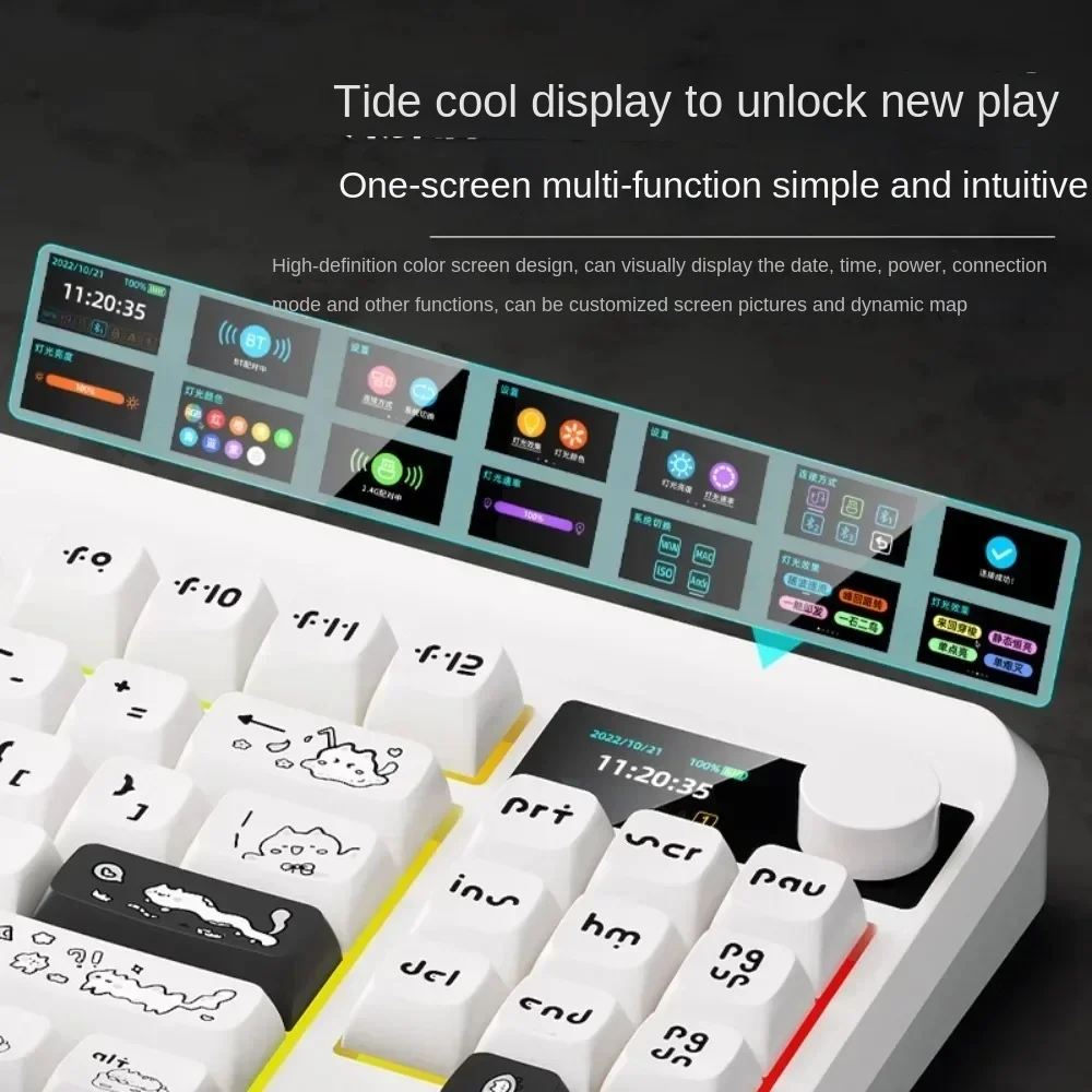 Imagem -02 - Teclado Mecânico sem Fios Heitieniu Yk830 Bluetooth Tri-mode Kit Personalizado Hot-swappable 80 Layout 87 Teclas Rgb com Visor