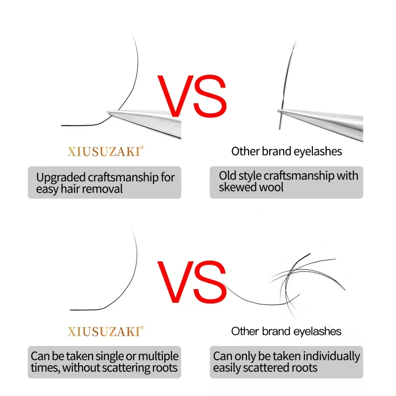 XIUSUZAKI L LC LD LU N 컬 속눈썹, 익스텐션 메이크업 도구, 밍크 매트 개별 인조 속눈썹, 하이 퀄리티 프리메이드 속눈썹