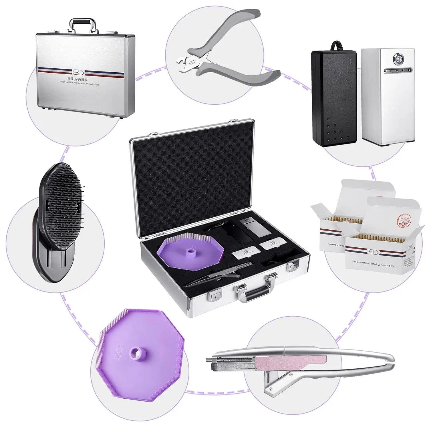 6D  Hair Extension Machine, Plier Set, Hair Strands, Professional Salon Tool, Easy to Use, High Quality Extensions