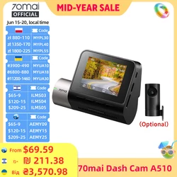 Versione globale Nuovo 70mai Dash Cam A510 1944P 3K Immagine HDR GPS ADAS 140FOV 24H Parcheggio 70mai 4G Auto DVR A510 Supporto Cam posteriore