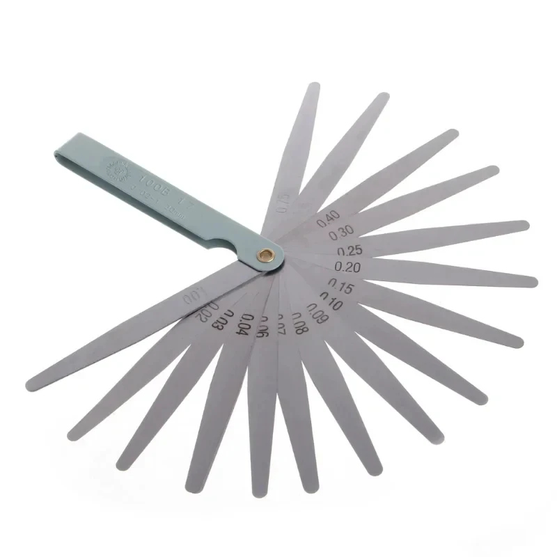 Calibrador de Folgas de Precisão com 17 Lâminas 0.02-1.00mm, Medidor de Folgas Métrico para Ajuste de Válvulas de Motor