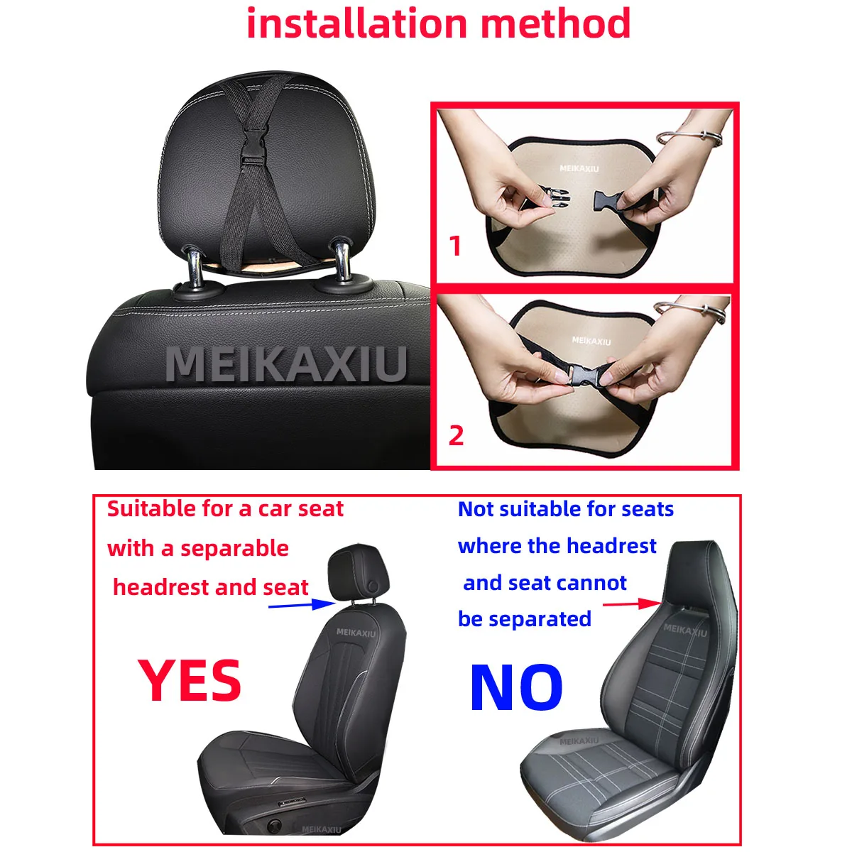 1 leather stereoscopic embroidered car head hat with headrest and headrest with headrest for car upholstery can be separated
