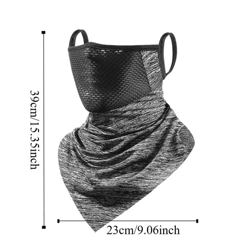 Atmungsaktive Netz-Gesichtsmaske aus Eisseide mit Ohrhaken-Design, Eisseidenschal mit verlängertem Saum, dreieckige Form, atmungsaktive Maske – Detail 1