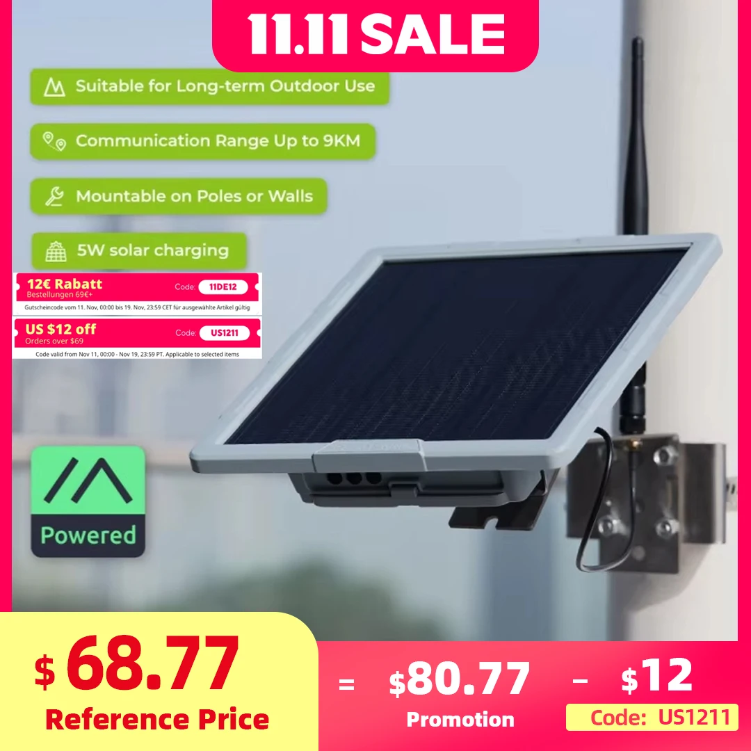 

SenseCAP Meshtastic Solar Node, 5W Solar Power Mesh LoRa Node, Integrates XIAO nRF52840 Plus,-SX1262 LoRa Module,Grove, L76K GPS