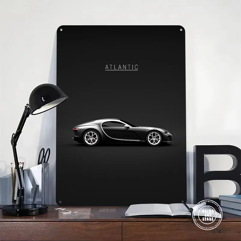 Sports Car Atlantic Concept Car Tinplate Poster Customized Wall Art Vintage Metal Signs Retro Tin Plaque for Office Decoration