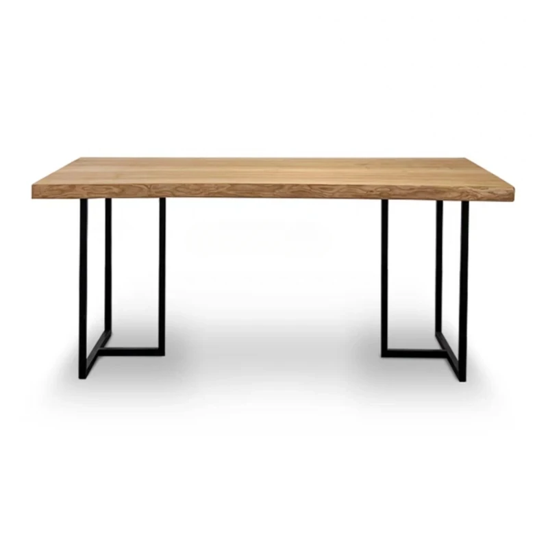 

Nordic Solid Wood Dining Table Household Ash Desk Simple Iron Large Board Table