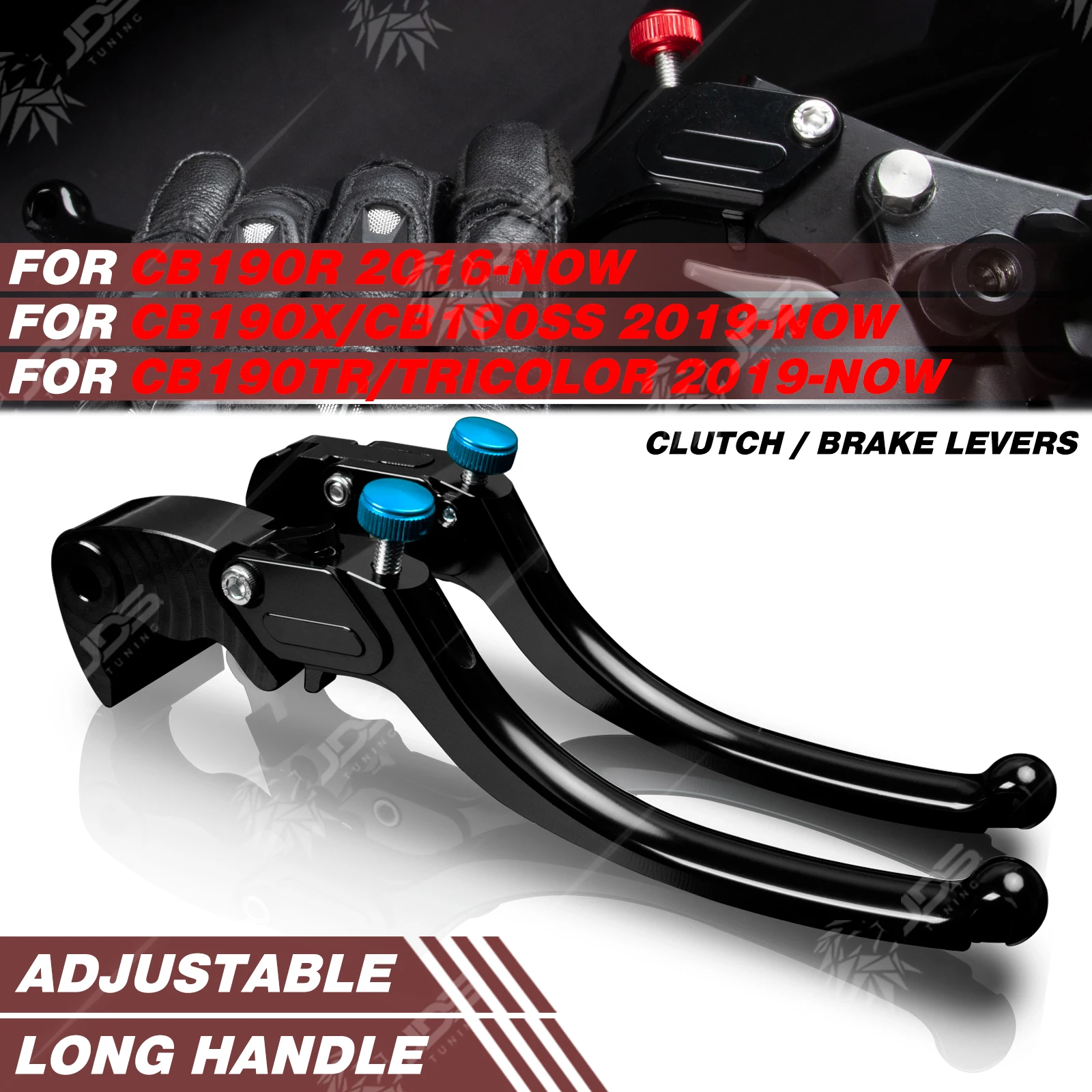 

JDSTUNING For Honda CB190R/CB190X/CB190SS/CB190TR/TRICOLOR Stepless Clutch Lever Brake Lever Set Long Handle Levers Accessories