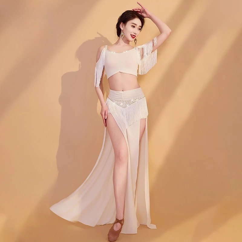 Customized New Belly Dance Practice Costume Oriental Dance Costumes Shining Tassel Performance Costume Set Indian Clothes Women