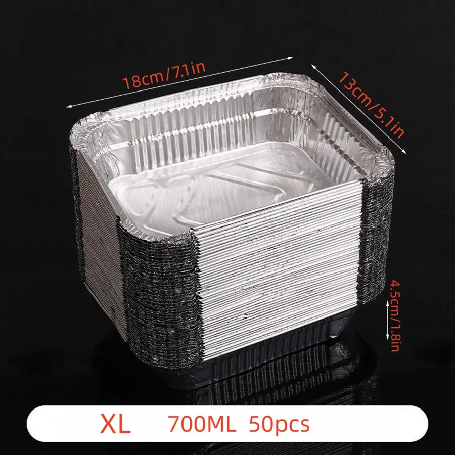 50 Stück Einweg-Aluminiumfolien, verschiedene Größen, Blechpfannen sind perfekt zum Kochen, Erhitzen, Aufbewahren und Vorbereiten von Speisen.