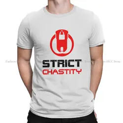 STRICT CHASTITY Chastity for Boys Guys Red Label TShirt BDSM Bondage Discipline Dominance Leisure T Shirt Male Tee Polyester