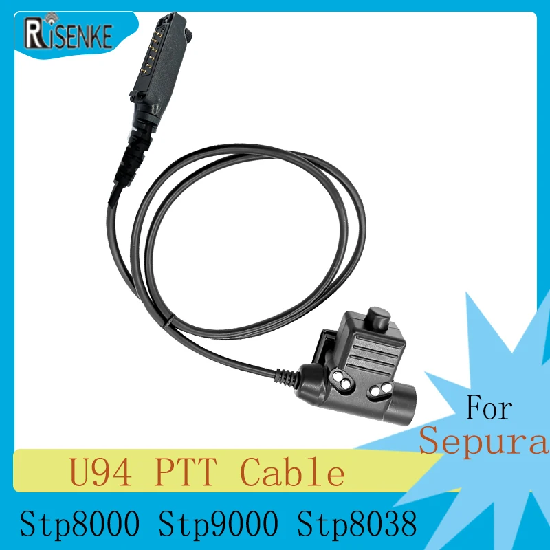 RISENKE-U94 Tactical Connector for Sepura Walkie Talkie Adapter, PTT Cable, Stp8000, STP8030, STP8035, Stp8038, Stp9000