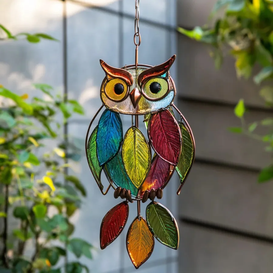 

Acrylic colored owl pendant home bedroom window decorative pendant handicraft