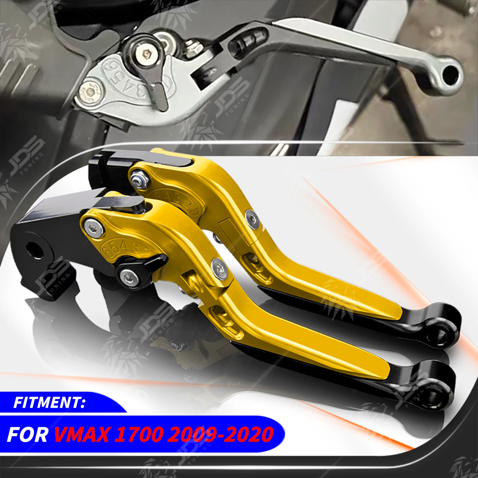 

JDSTUNING For Yamaha VMAX 1700 2009-2020 Clutch Lever Brake Lever Set Adjustable Folding Handle Levers Accessories Parts