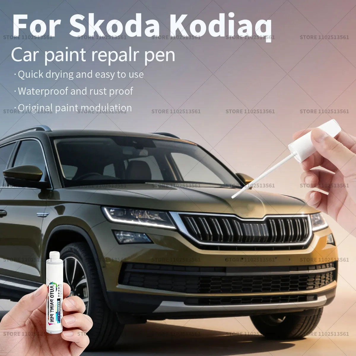 

Paint Repair Pen Touch Up Scratch Remover DIY Auto Accessories For Skoda Kodiaq 2016-2025 NS Black White Red Orange Silver Blue