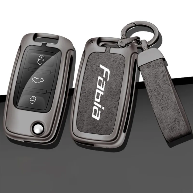 

Zinc Alloy Car Remote Key Case Cover For Skoda Fabia Remote Control Protector For Skoda Fabia MK 1 2 3 Auto Keychain Accessories