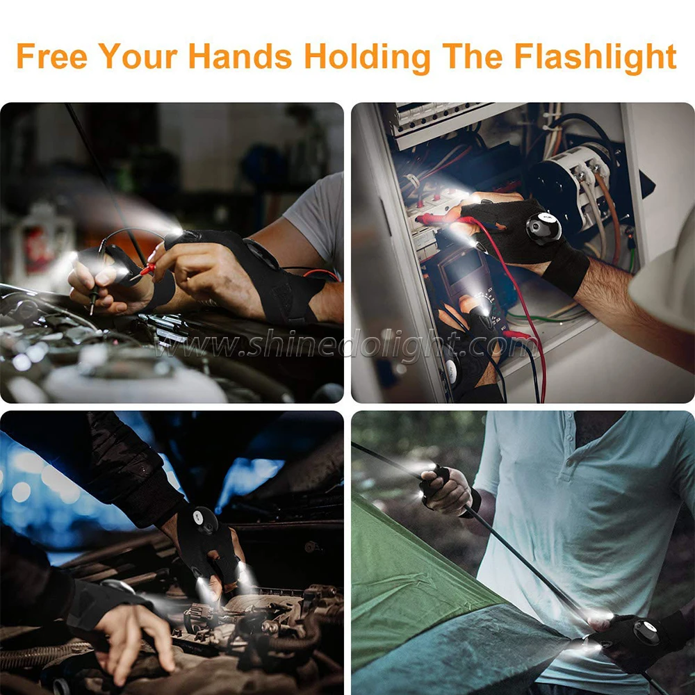 

LED Flashlight Gloves Hands Free Light Gloves Lamp Christmas Gift Gadgets Tools for Outdoor Camping Fishing