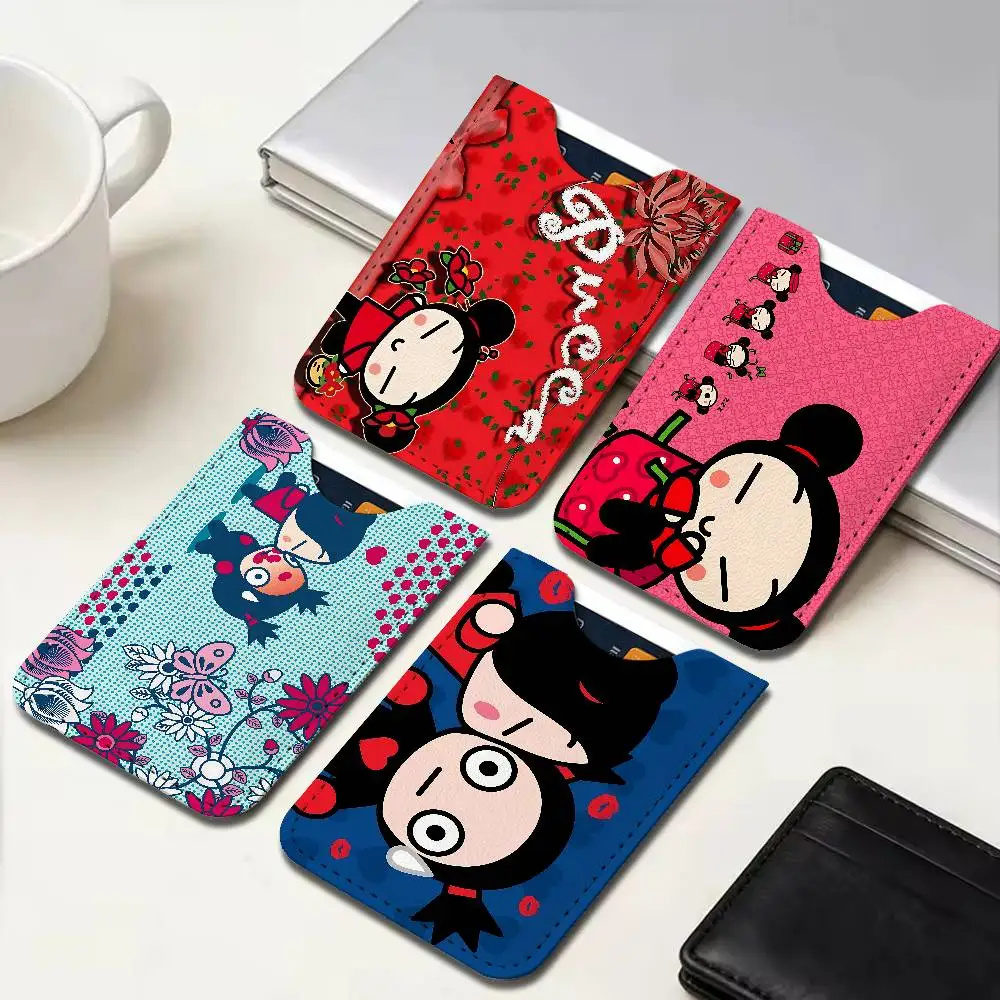P-Pucca Cartoon Light and thin mini bag small and portable bus card protective leather case for men and women
