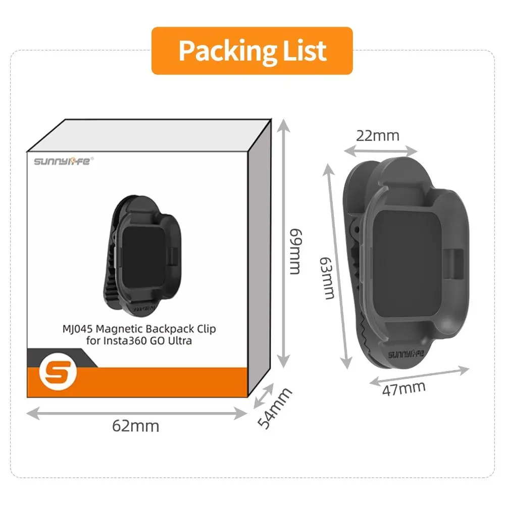 حامل مشبك حقيبة الظهر المغناطيسي المضاد للاهتزاز حامل كاميرا صغير خفيف الوزن سريع الإصدار حامل كاميرات مراقبة عالي الجودة لـ Insta360 Go Ultra