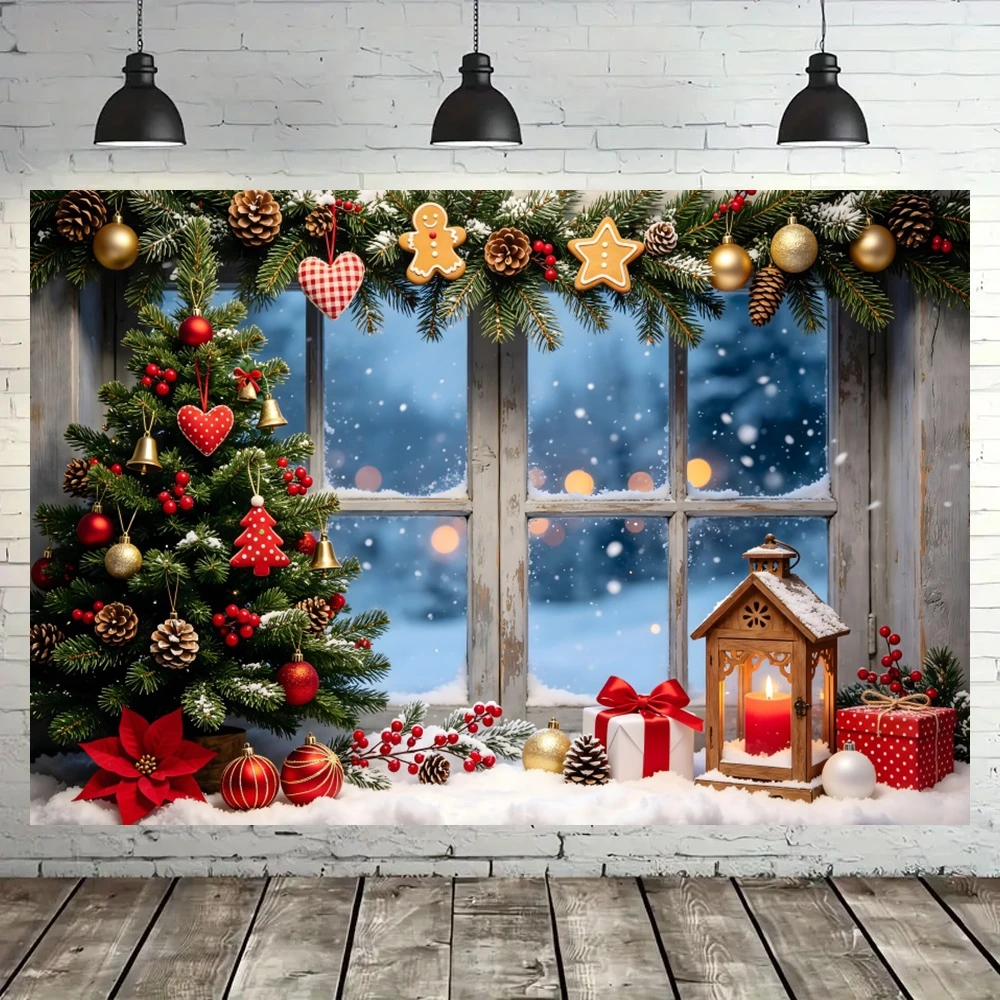 Merry Christmas Photography Backdrop Winter Snowman Snowflake Party Kids Family Portrait Shoot Photo Background Decor Banner