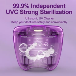 Portable Denture Ultrasonic Cleaner with UV Light for Daily Remove False Teeth Retainer Cleaner