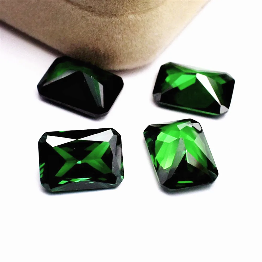 عالية الجودة الزمرد مستطيل الأوجه الأحجار الكريمة مشع قطع متوسطة الأخضر الزمرد جوهرة ER025