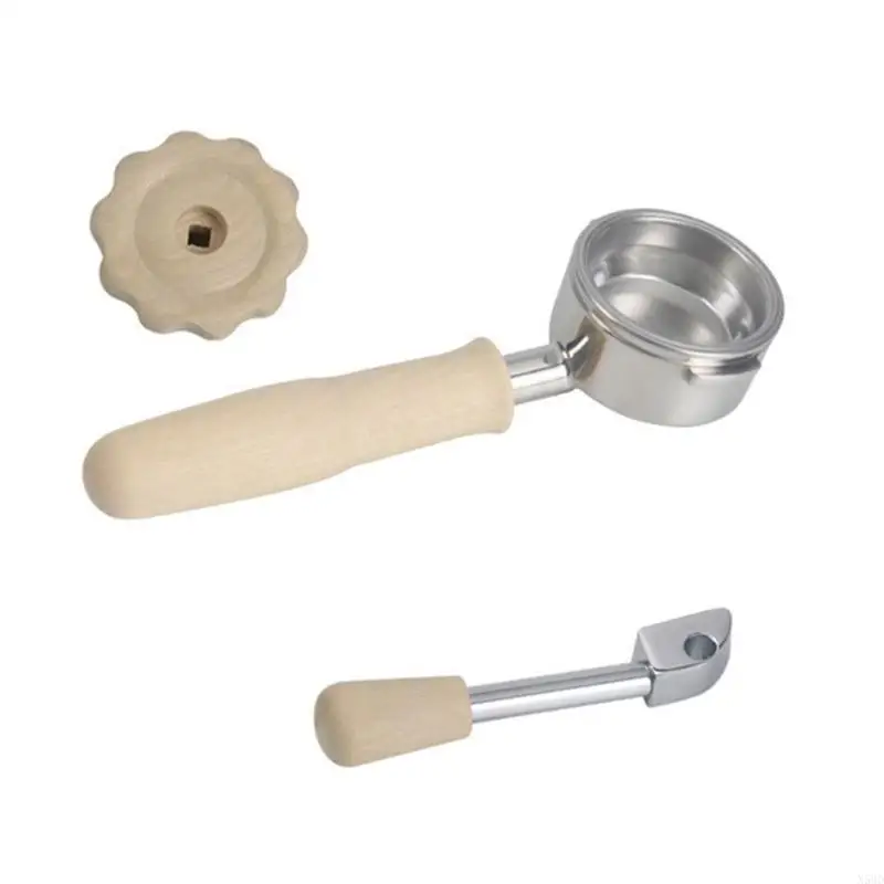 로켓 커피 머신 솔리드 나무 바닥이없는 포르타 필터 범용 수정 부품 에스프레소 스테인리스 330 N58d