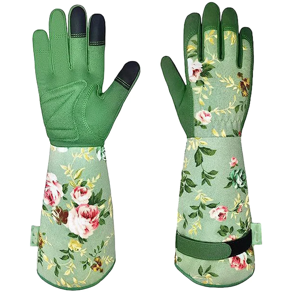 Anti Prick Gloves for Outdoor Plant Care Featuring Microfiber Construction Reinforced Fingers and Elastic Cuff