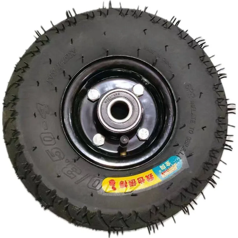 4.10/3.50-4 tire pneumatic wheel for trolley castor trailer wheel 16mm bearing wheel bump hub