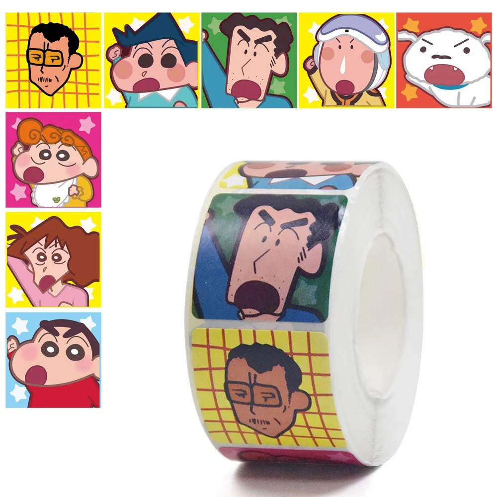 500 Stuks Kawaii Crayon Shin-Chan Tape Stickers Roll Student Mobiele Telefoon Skateboard Handboek Decoratie Stickers Geschenken Kinderen Speelgoed