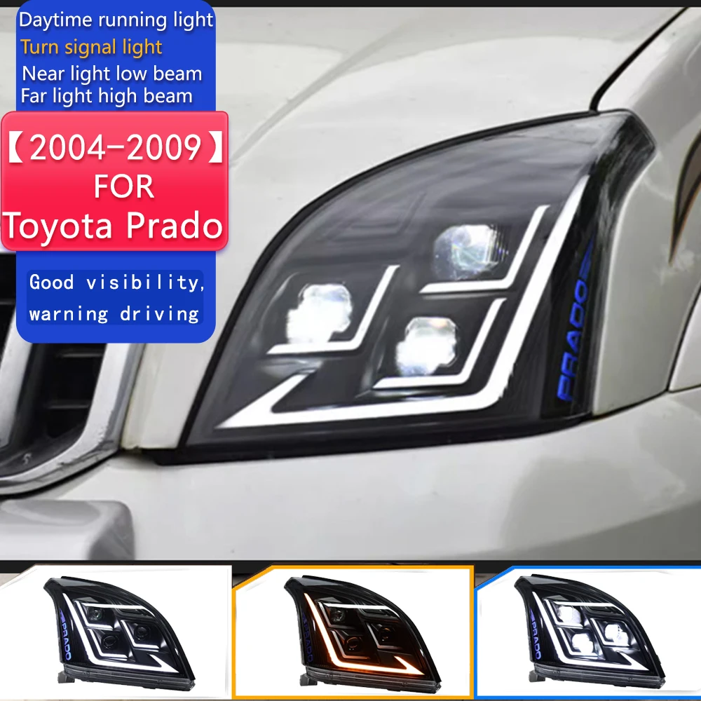 

Headlights For Toyota Prado 2004-2009 LC120 DRL Head Lamp 12V H7 LED Lens Bi Xenon Bulbs Fog Lights AKD Car Decoration Accessory
