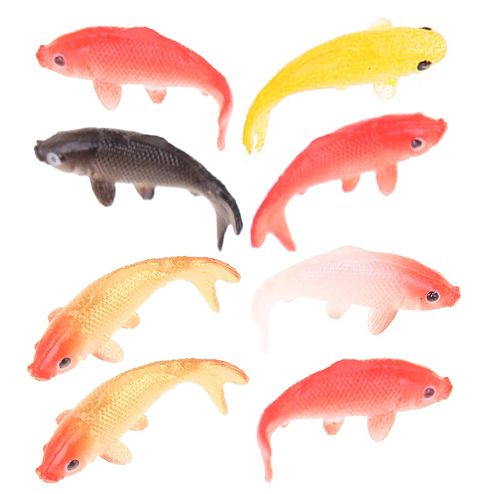 8 Pcs Simulated Koi Model Fake Fish Tank Accessories Miniature Tiny Fancy Carp Toy Room Animal Figures Scene Decor