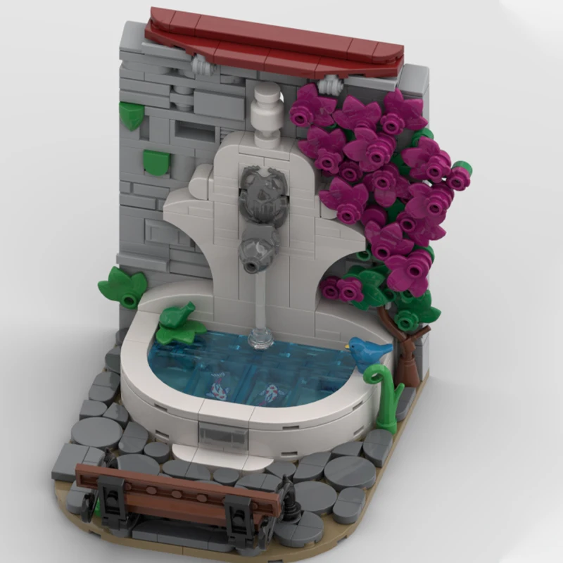 

326PCS MOC Creative Model Bougainvillea Fountain Custom Bricks DIY Ideas Assembly Display Gift Collectible Decoration Building