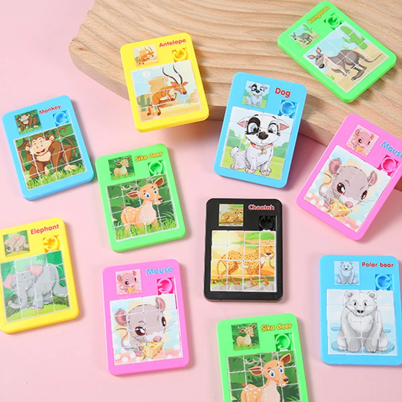 1-5pcs Children Toys 16 Grid Sliding Puzzle Cute Cartoon Animal labyrinth Picture Puzzle Creative Game Children\'s Gifts Kids Toy