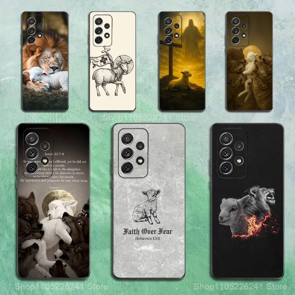 

Belief Art Lamb Christian For Samsung S9,S10,S20,S10,S21,S25,S24,S23,Ultra,FE,Plus,Lite,Soft Silicone Black Case