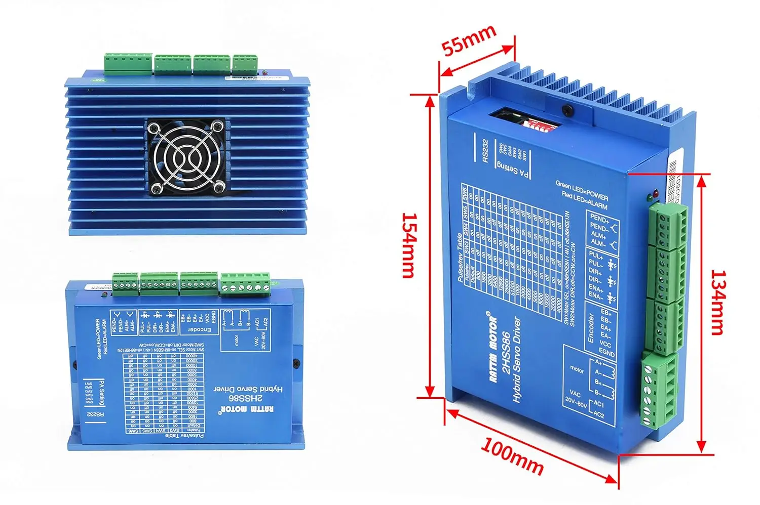 Servomoteur hybride CNC 2HSS86 pour servomoteurs à boucle fermée 4,5 N.m / 8N.m /12N.m